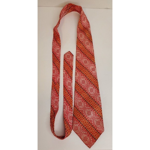 Aristo-Craft‎ Vintage Ruby Red And Gold Geometric Necktie Tie Men's 58" - Picture 1 of 3